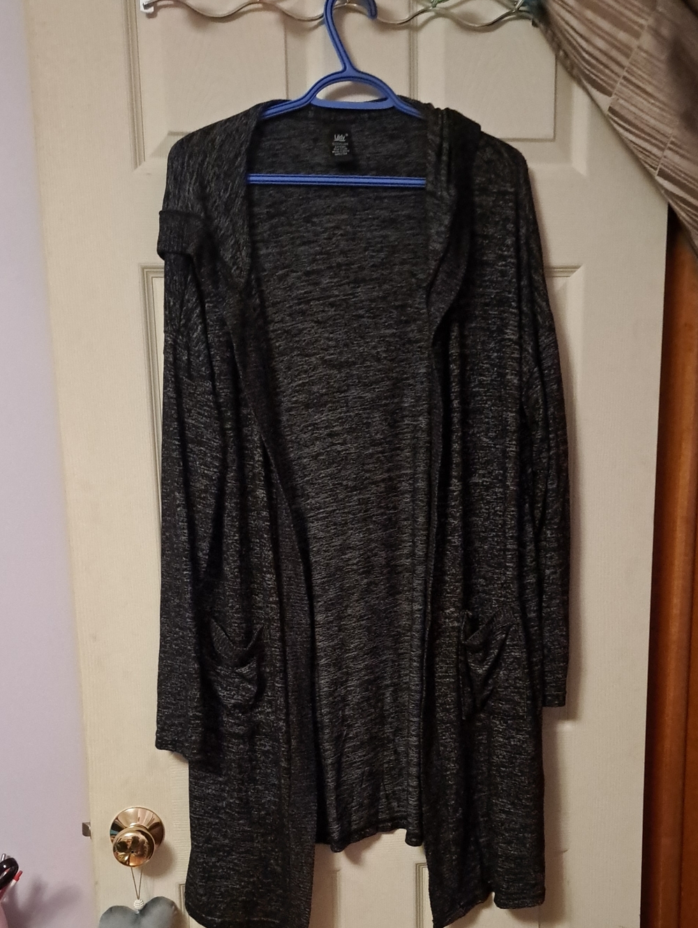 Open-Front Hooded Long Cardigan Sweater - Charcoal Gray NWT